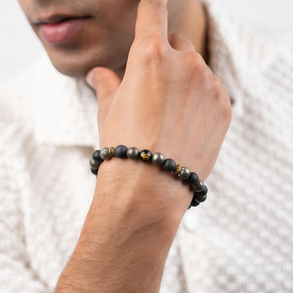 Astrotalk Wealth OM Bracelet | Citrine & Raw Pyrite | Healing Crystals for Wealth & Abundance | OM Symbol for Prosperity | Astrology Bracelet for Men & Women | Certificate of Authenticity