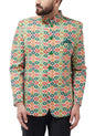 SOJANYA (Since 1958 Men's Cotton Blend Green & Multi Printed Blazer, Size: 44