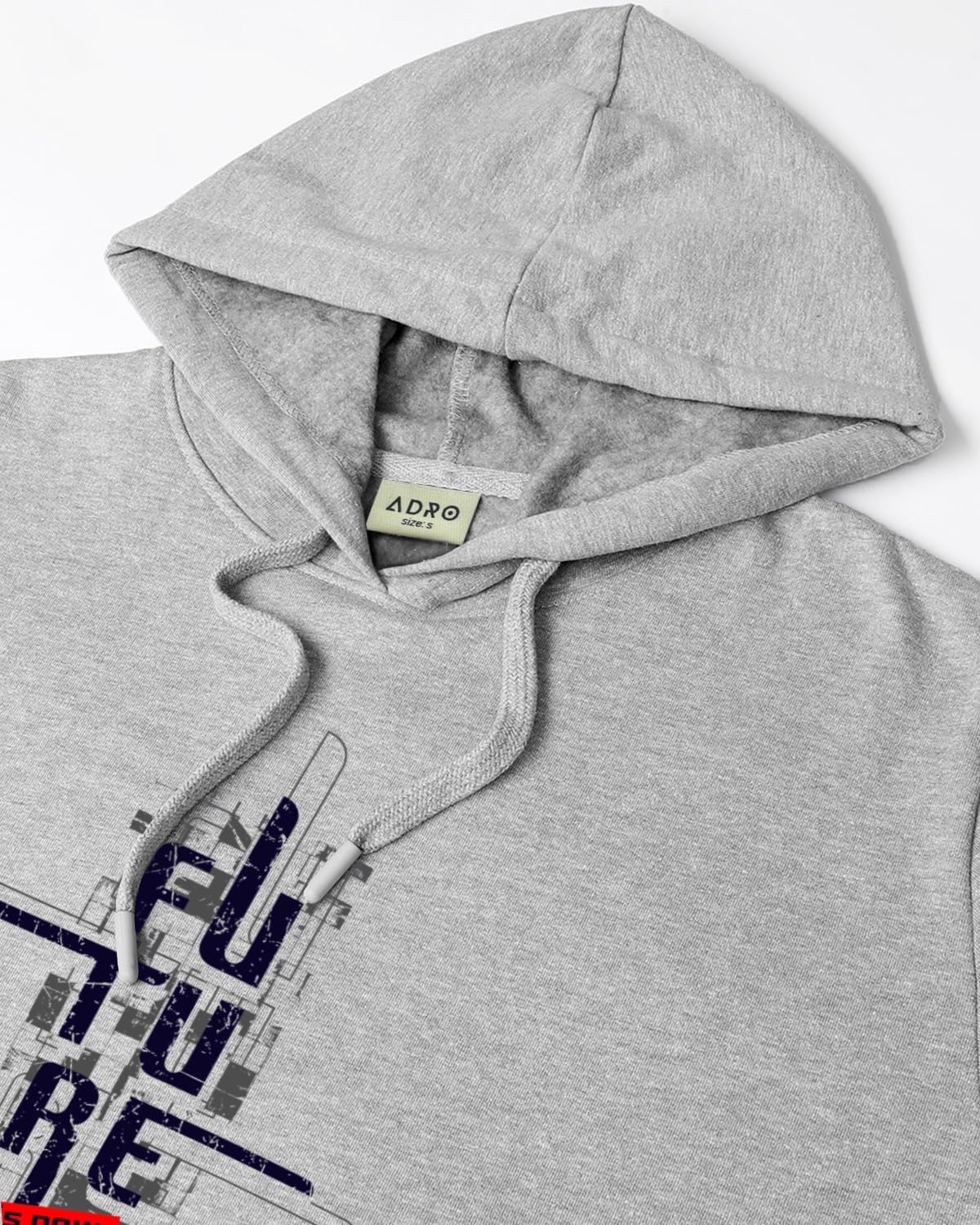 ADRO Men's Cotton Blend Neck Hooded Sweatshirt (H24-FTR-GR)