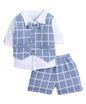 BUMZEE Cotton Sky Blue & White Boys Half Sleeves Shirt Waistcoat & Short Set with Applique Bow Age - 18-24 Months (Peb8055E-Sbl.