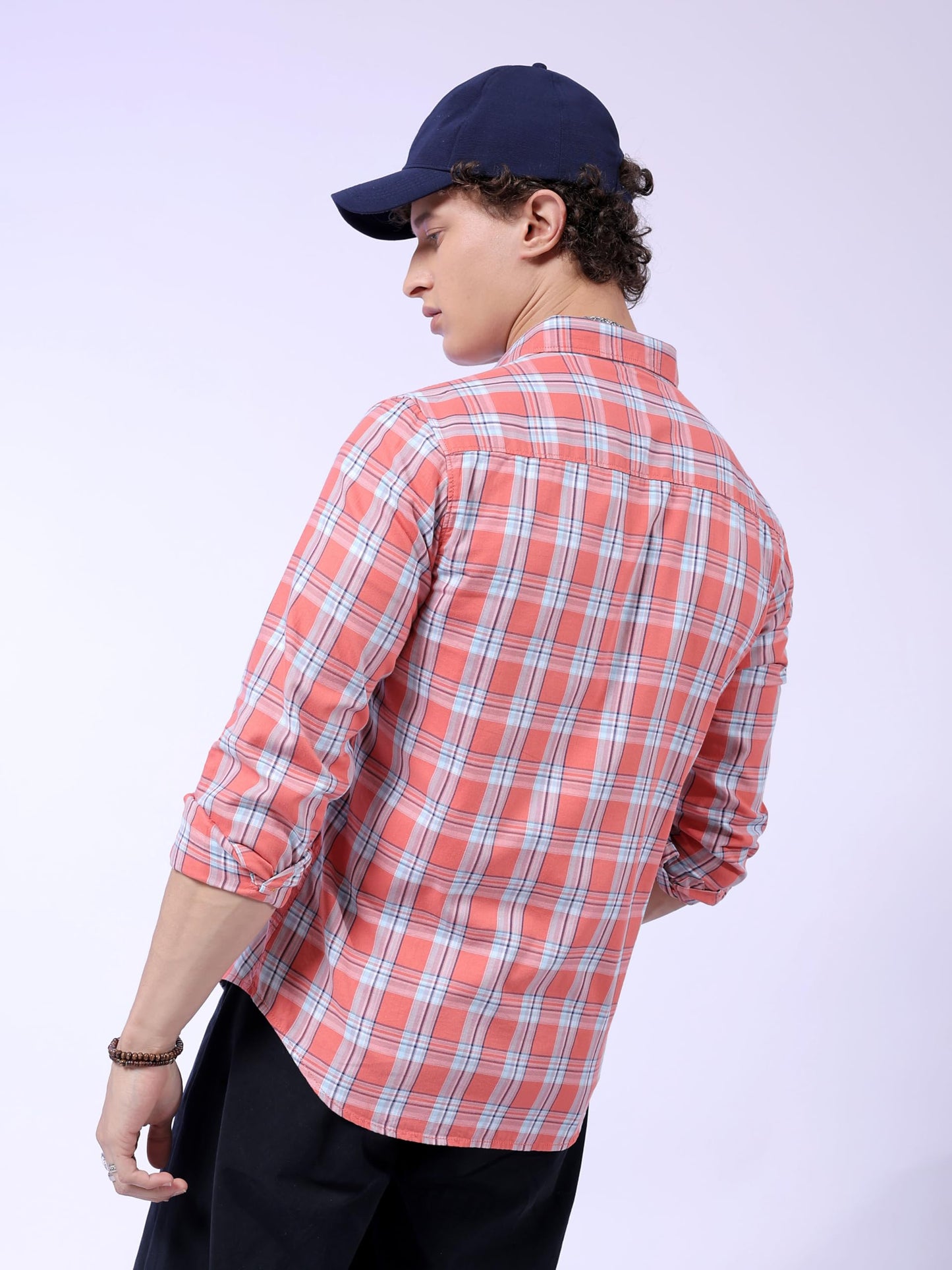 The Indian Garage Co Mens Slim Fit Shirt (0923-SHCHYD-05-02_Coral