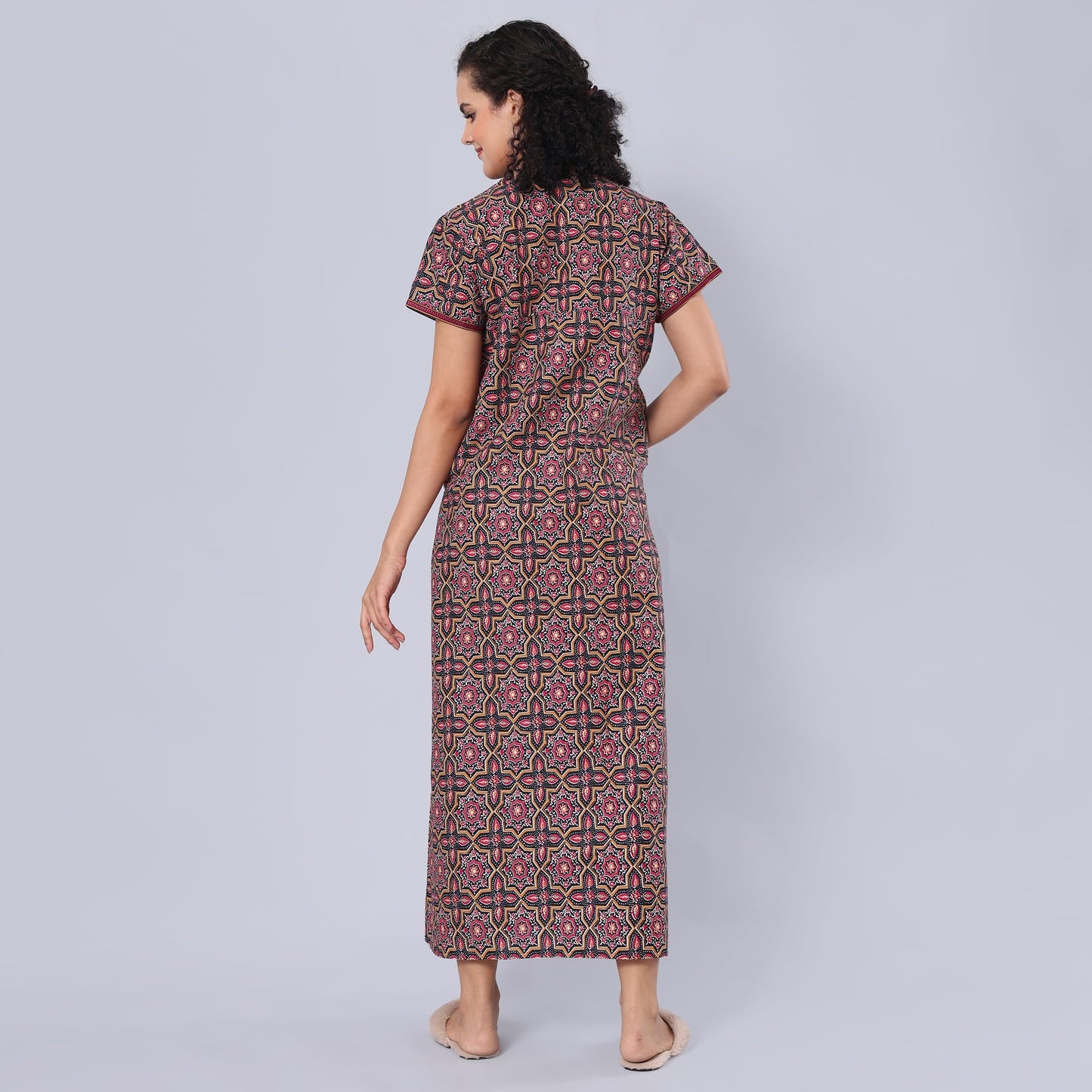 Evolove WomenS 100% Cotton Supersoft With Beautiful Embroidery Long Maxi Night Gown Nighty Dress With Pocket, Most Comfortable