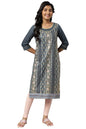 Grey Floral Printed Sequined Ethnic Kurta