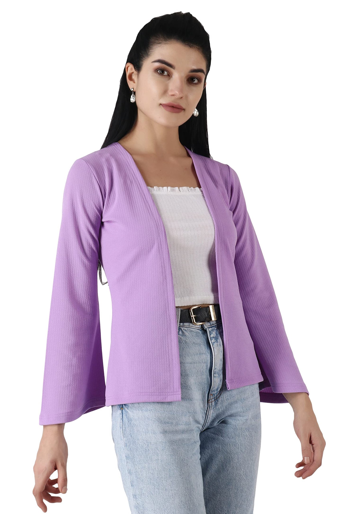POPWINGS Women Lavender Regular Fit Blazer