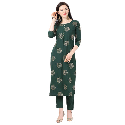 NAINVISH Crepe Stitched Kurti with Pant Set for Women