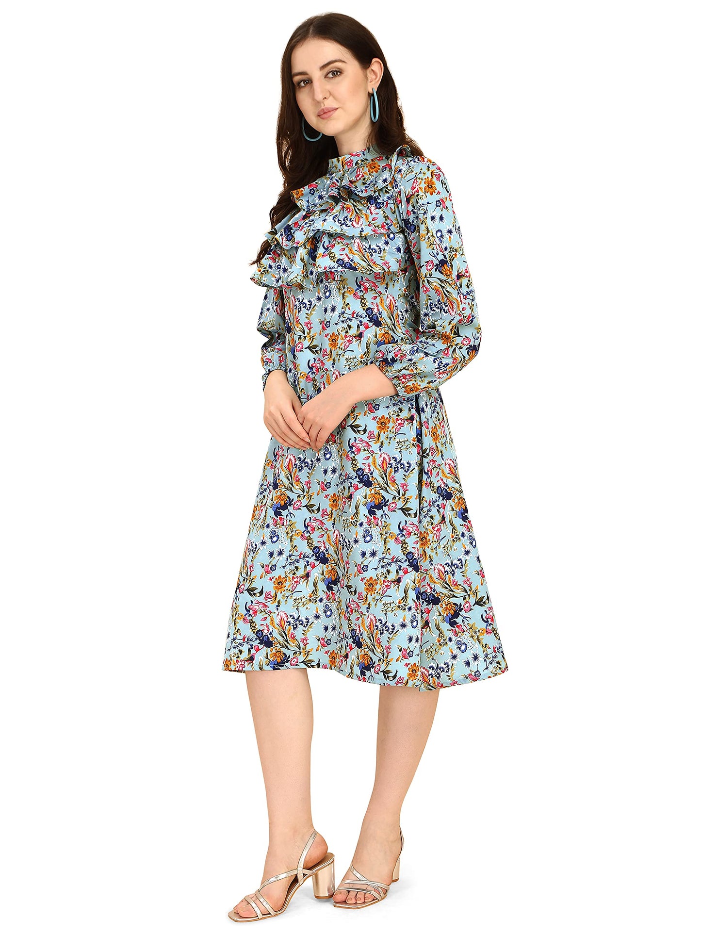 Oomph! WomenS Western & Fusion Wear Midi Dresses For Women, Blue - Md310