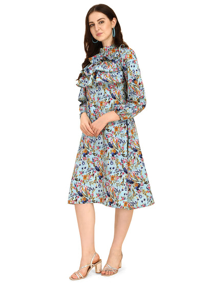 Oomph! WomenS Western & Fusion Wear Midi Dresses For Women, Blue - Md310