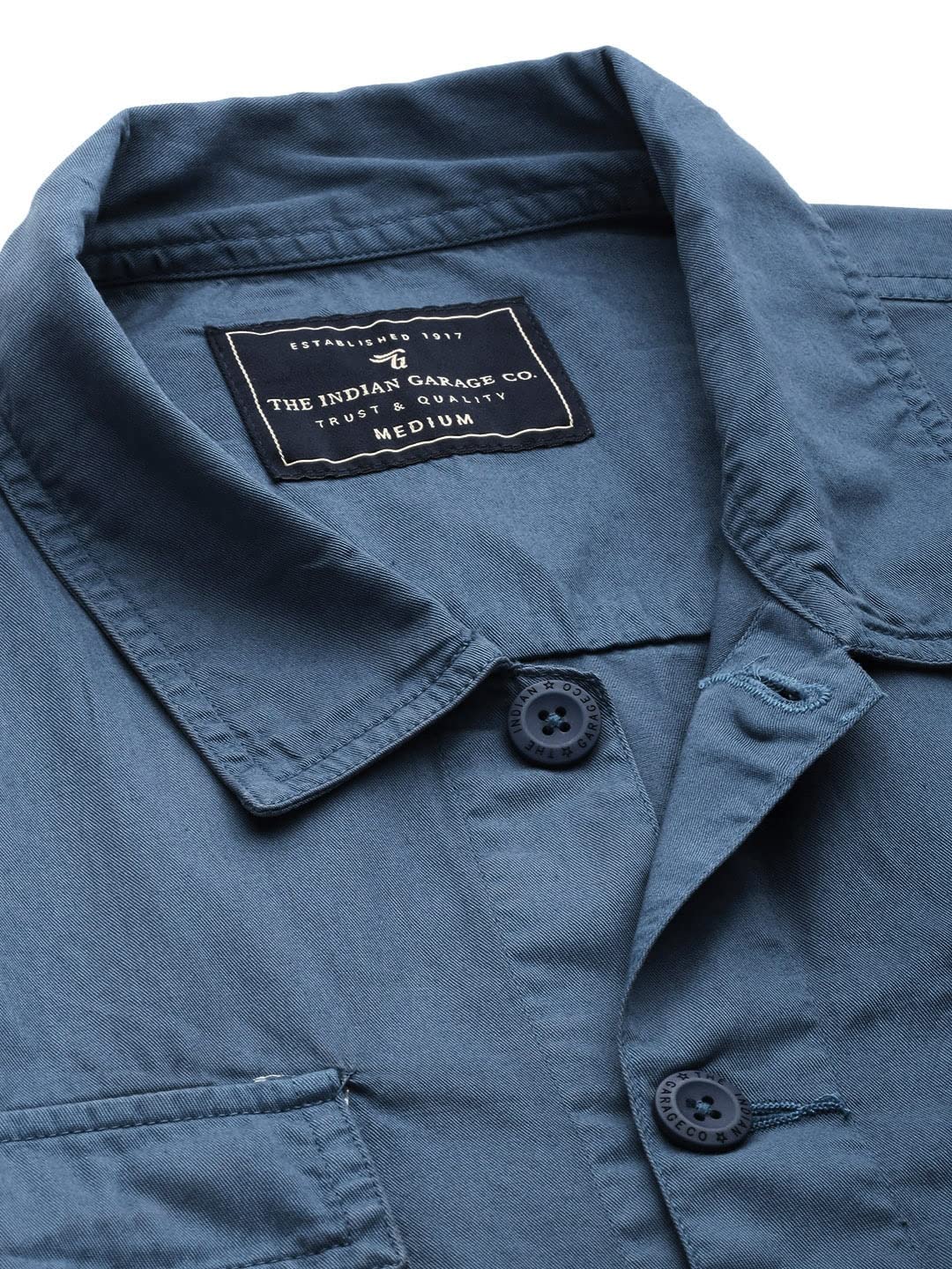 The Indian Garage Co Blue Regular Fit Cutaway Collar Solid Long Sleeves Shirt