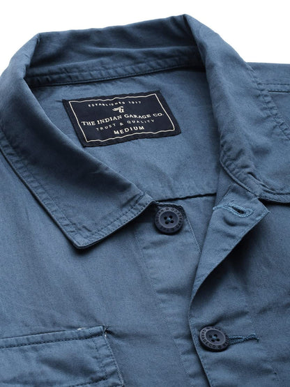 The Indian Garage Co Blue Regular Fit Cutaway Collar Solid Long Sleeves Shirt