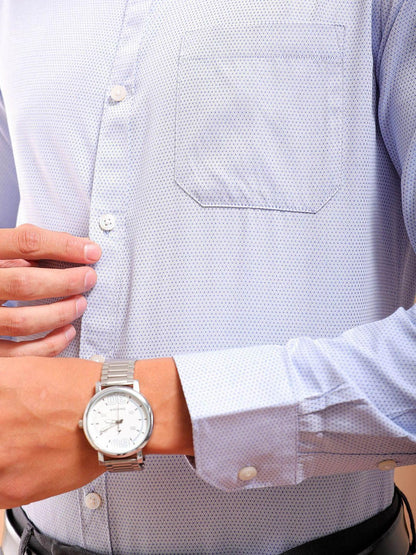 The Indian Garage Co Mens Slim Fit Shirt (0224-SHFRDB-04-01_Blue