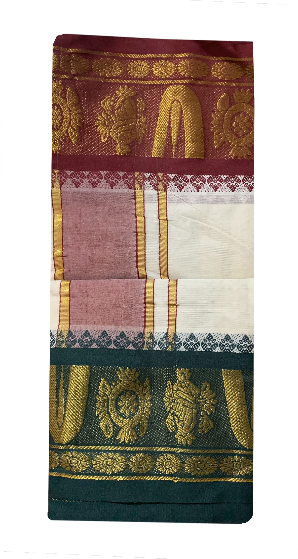 Prakasam Cotton Mens 9X5 (Panjakejam) Dhoti And Towel Set/100% Cotton Dhoti And Towel Attached Together Set/1.28X4.05 Mtrs Dhoti