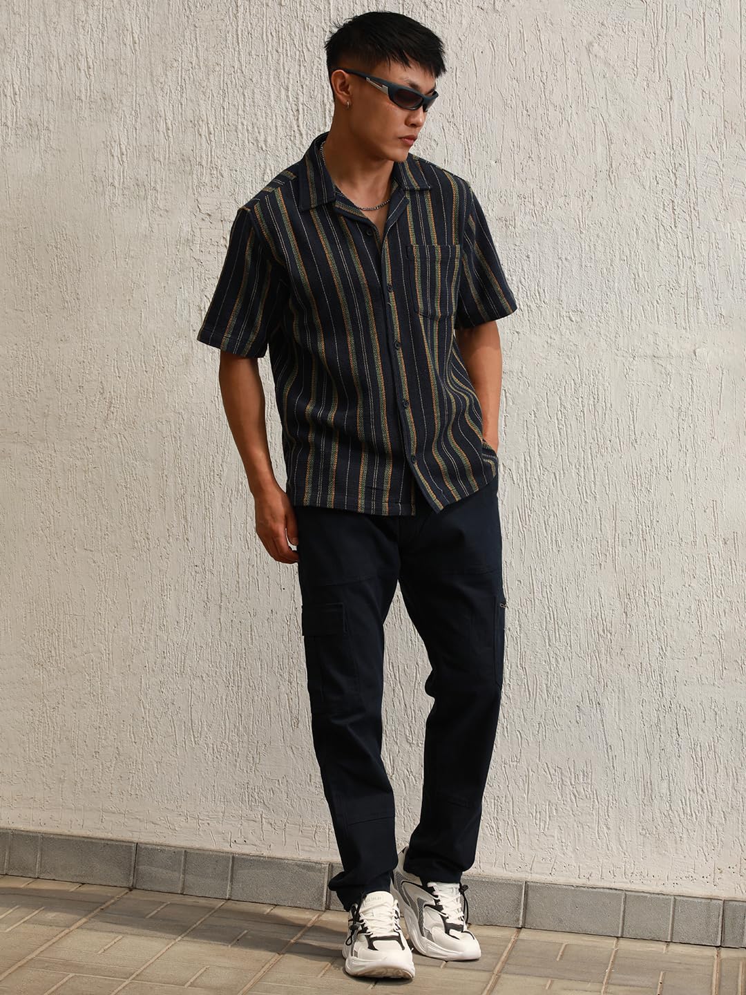 Hubberholme Multi Cotton Spread Collar Short Sleeves Striped Regular Fit Shirts