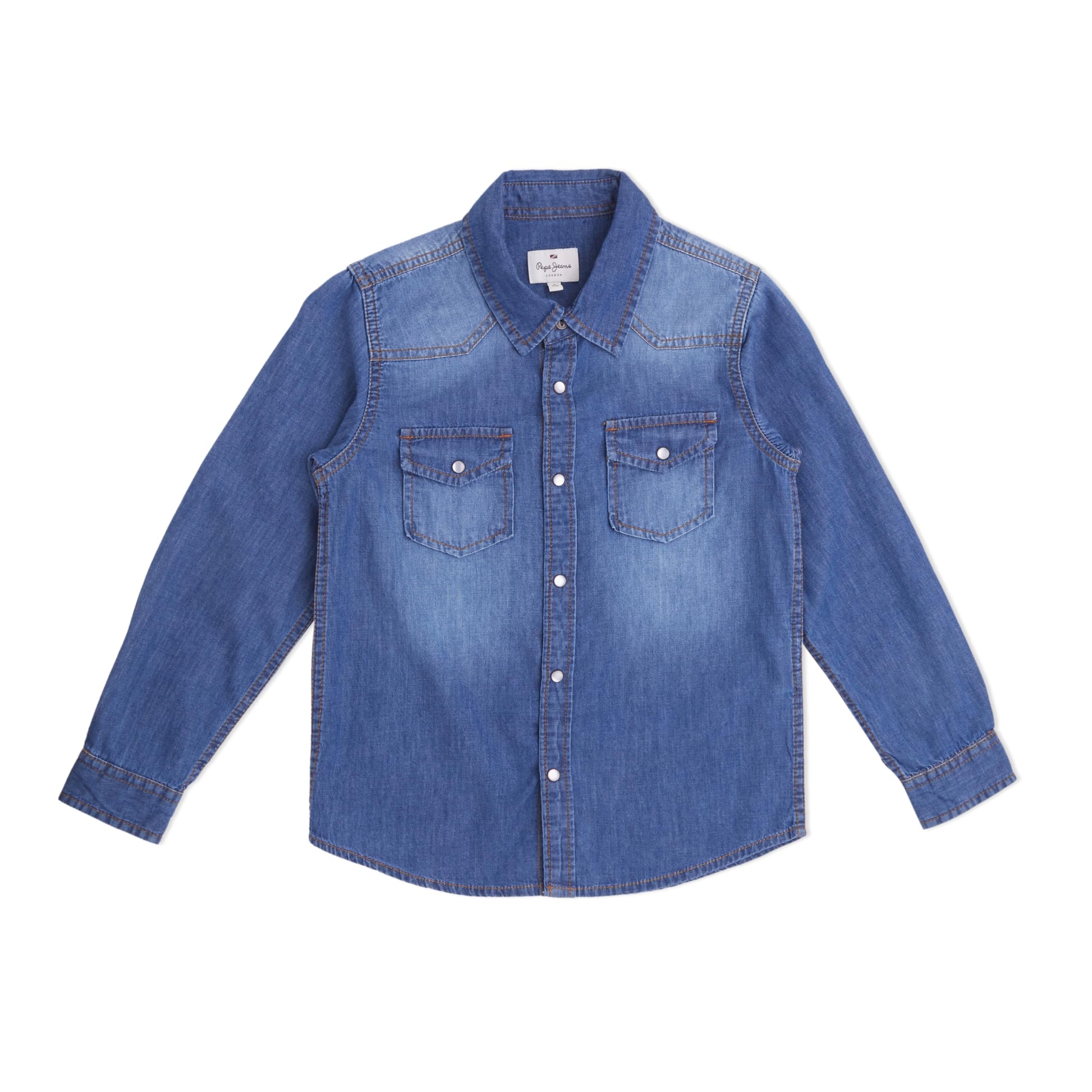 Pepe Jeans Calvin Ls Mid Wash Denim Shirt, Mid Wash, 8