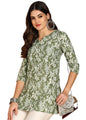 Dsk Studio WomenS Cotton Short Kurti With Notch Neck Line 3/4Th Sleeves Floral Pattern Short Length And Regular Fit