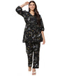Toplot Co Ord Kurta Set For Women Printed Kurta With Pant (Tunic-Pant-5140-Black-L)