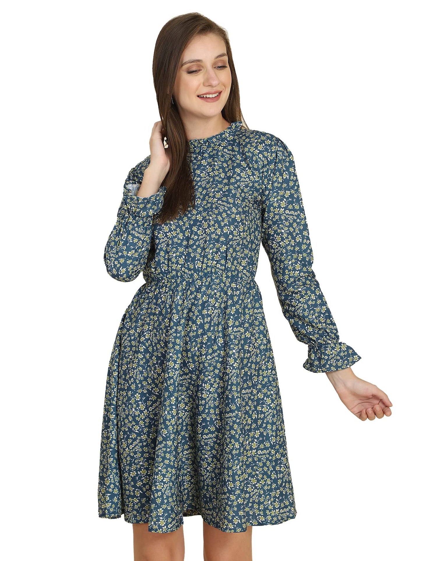 Tagas Women'S Polycotton Fit And Flare Standard Length Dress (Op-1-2001-Blue-L_Blue_L)