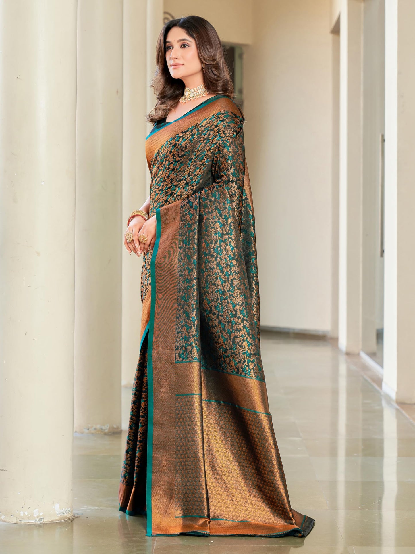 Glory Sarees WomenS Pure Kanjivaram Soft Banarasi Original Satin Silk Saree Elegantly Crafted Graceful Wedding Design With Blou