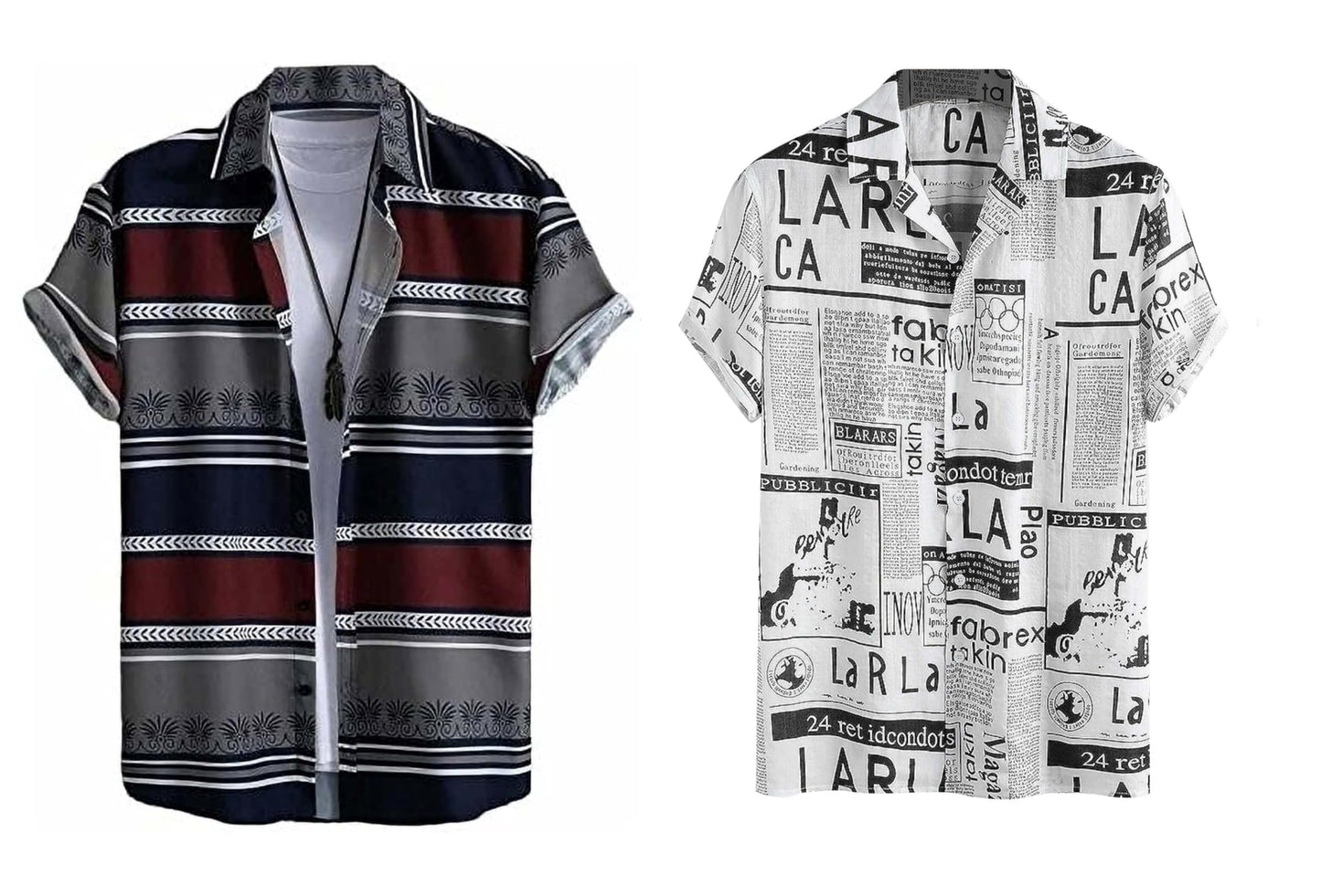 Rebelify Half Sleeve Printed Shirts For Men Regular Fit Printed Spread Collar Casual Shirt Lycra Fabric With Combo Shirt (Pack O