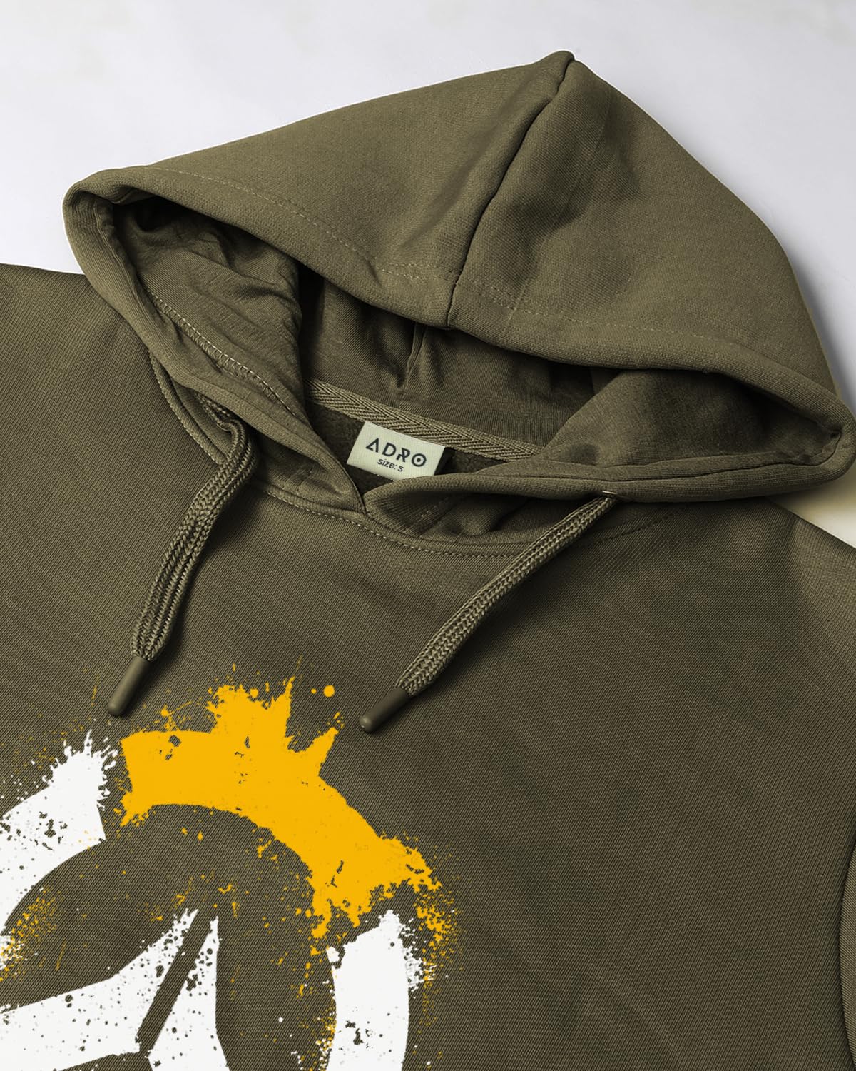ADRO Men's Cotton Neck Hooded Sweatshirt (H20-M-PC-OL_Olive)