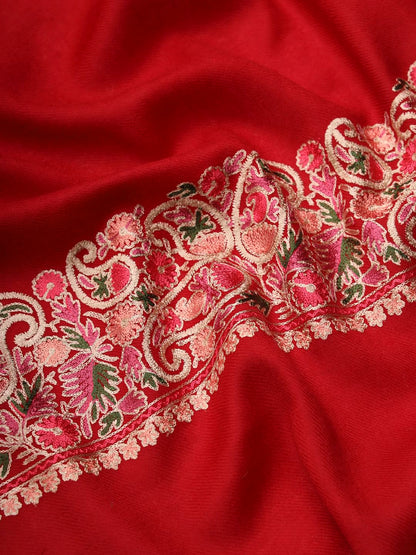 Pashmoda Women Noor Pure Wool Nalki Embroidered Stole (Size 71X203 CM)