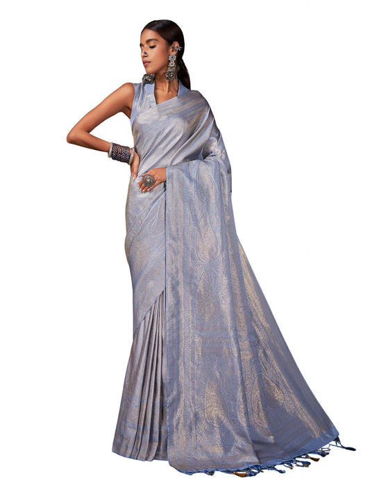 Vardha WomenS Kanchipuram Art Silk Saree With Unstitched Blouse Piece - Gold Zari Woven Work Sarees For Wedding (Aashni Silk_51