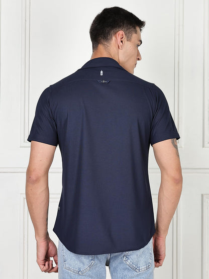 Thomas Scott Mens | Premium | Spread Collar | Slim Fit | Short Sleeves | 4 Way Stretch | Coolmax | Knitted | Casual | Shirts fo