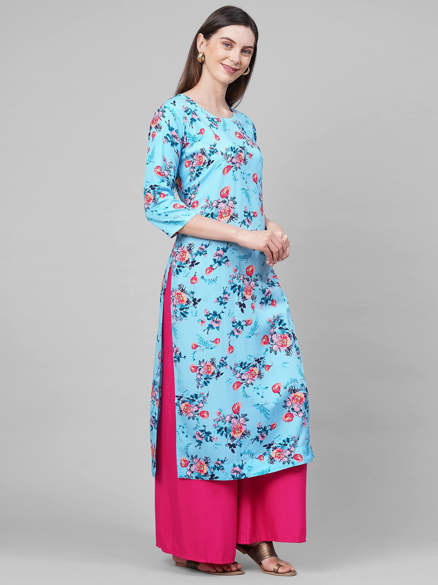 ANNI DESIGNER Women's Crepe Straight Printed Kurta