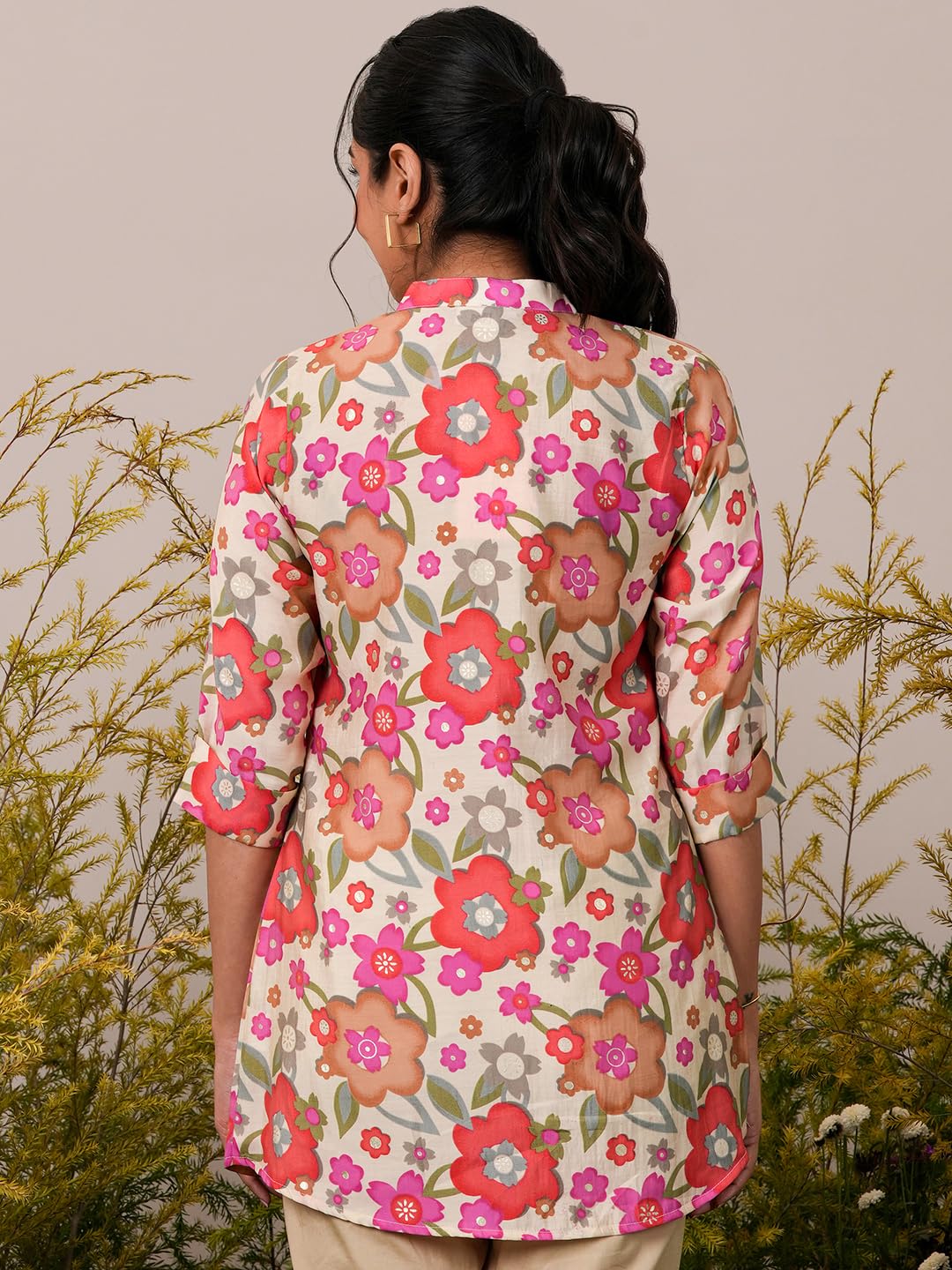 Libas WomenS Printed A-Line Kurtis (37075_Cream