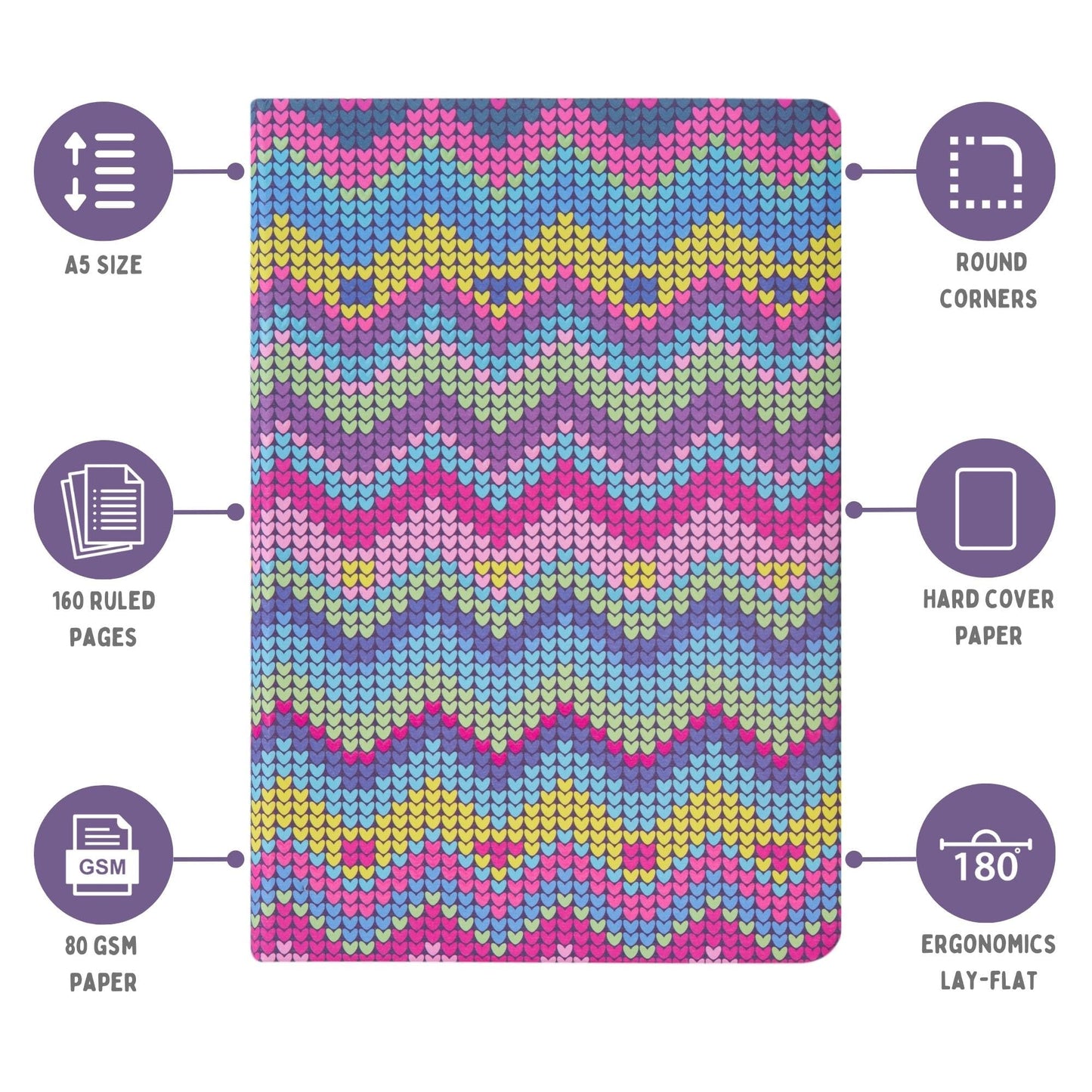 Doodle Hard Bound Soft Foam Padded Paper Notebook | Compact Size A5 (8.25 X 5.7) | 160 Pages, 80 Gsm | Flat Opening | Soft Foam