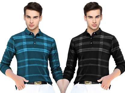 Noble Monk MenS Polo Neck Full Sleeves T-Shirt | Causal Tshirt For Men