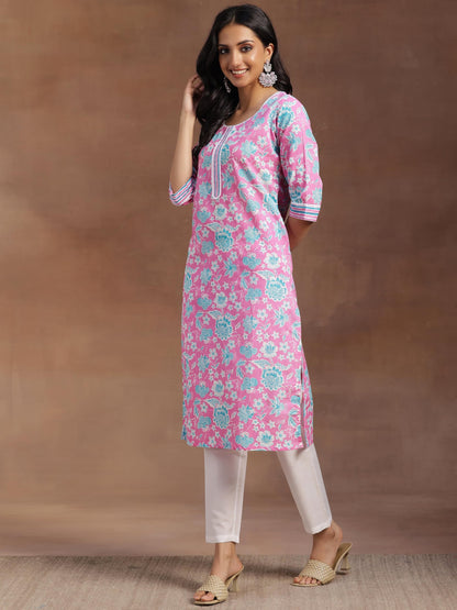 Libas WomenS Cotton Printed Straight Kurta (29049R Pink