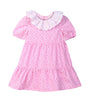 FRILL COLLAR PRINTED DRESS PINK