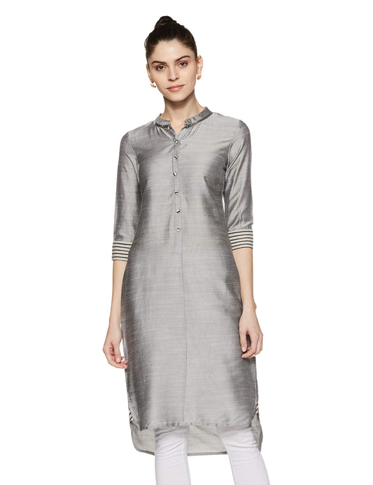Aurelia Synthetic Women's Asymmetrical Hemline A-Line Straight Kurta
