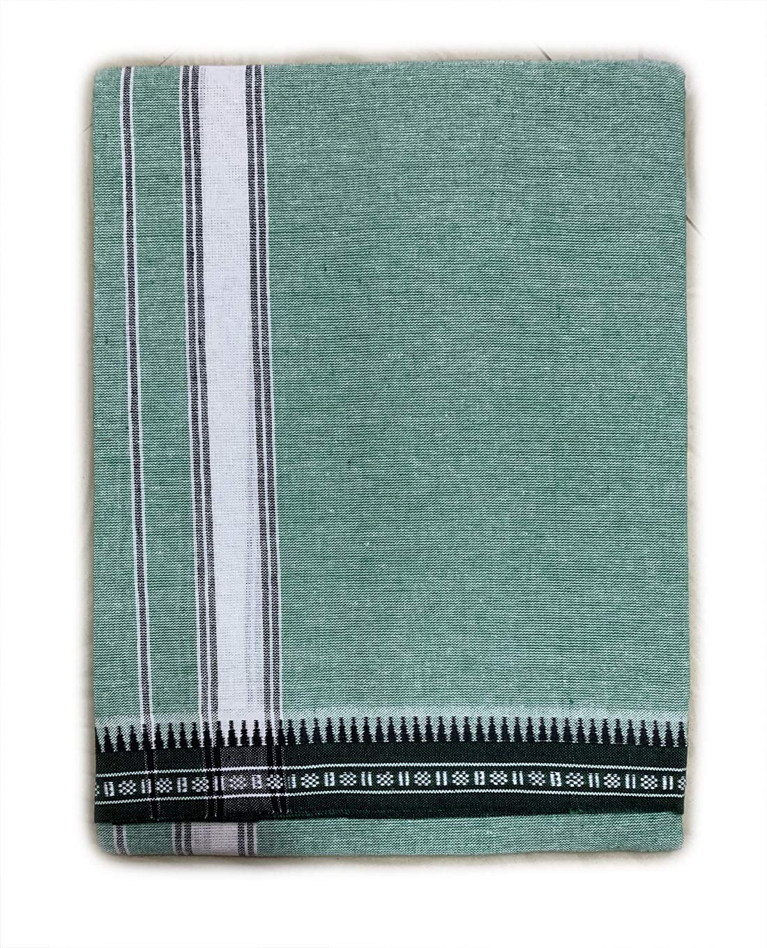 Prakasam Cotton Mens Colour Thalapathi Border Single Dhoti/Size1.28X2.00 Mtrs/Combo Pack Of 2 Dhoties