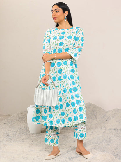 Libas Womens Printed Cotton Straight Kurta With Trousers