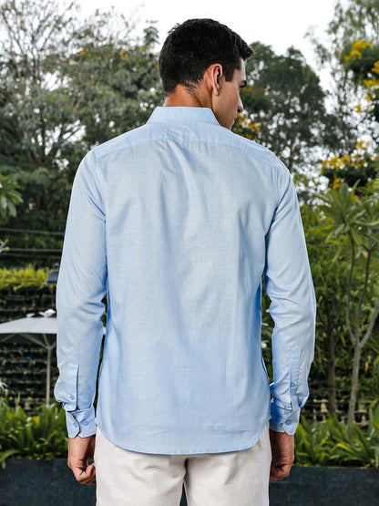 Thomas Scott Mens | Linen Blend | Solid | Button Down Collar | Premium Cotton Linen Blend | Full Sleeve | Casual Shirt for Men