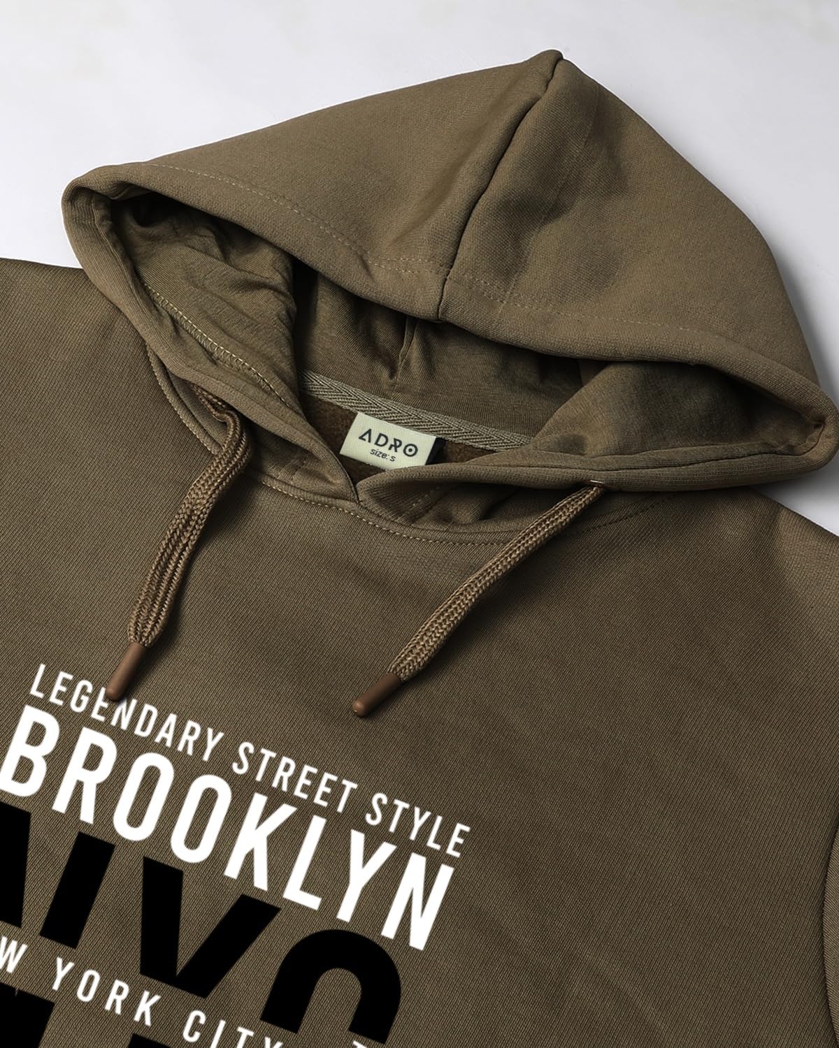 ADRO Men's Cotton Blend Neck Hooded Sweatshirt (H24-NYC-OL_Olive