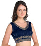 Pujia Mills WomenS Heavy Milan Silk Sequin Embroidered V Neck Sleeveless Readymade Saree Blouse Indian Ethnic Designer Stitched