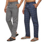 XYXX Mens Super Combed Cotton Checkered Checkmate Pyjamas [Pack of 2] Elasticated Waist, Drawstring | Loungewear for Men in Blu