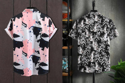 Rebelify Half Sleeve Printed Shirts For Men Regular Fit Printed Spread Collar Casual Shirt Lycra Fabric With Combo Shirt (Pack O