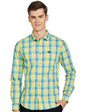 The Indian Garage Co Yellow Regular Fit Spread Collar Checkered Long Sleeves Shirt