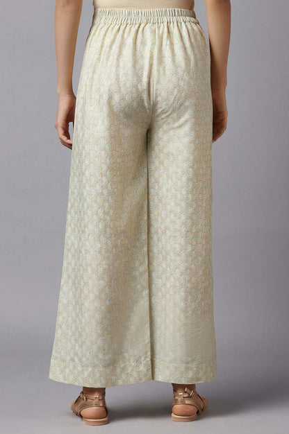 Aurelia White Paisley Printed Palazzo Ethnic Bottomwear For Women