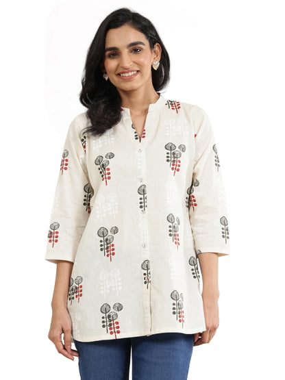 Libas WomenS Cotton Printed Regular Kurtis (29664R Off White