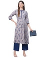 ANNI DESIGNER Women's Pure Cotton Straight Printed Kurta(Brian Grey)