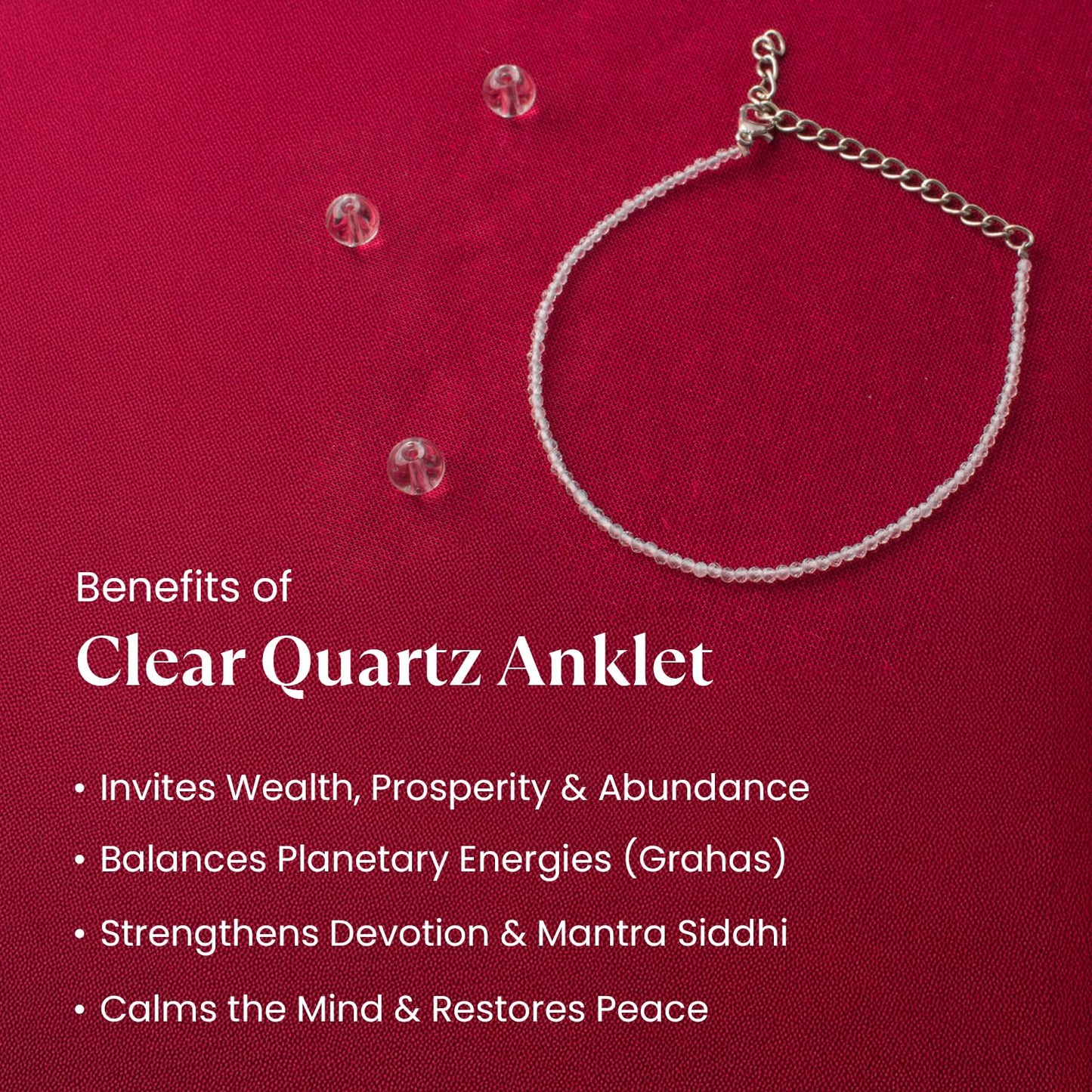 Astrotalk Clear Quartz Anklet | Master Healer Stone for Energy, Focus & Positivity | Clear Quartz Anklet for Women | Spiritual Jewellery for Women | Valentine Gift for Girlfriend