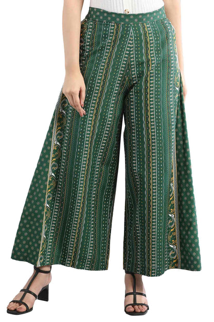 Aurelia Womens Green Geometric Printed Culottes Trousers