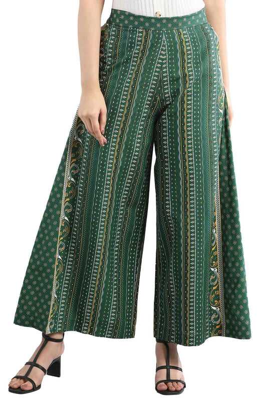 Aurelia Womens Green Geometric Printed Culottes Trousers