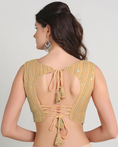 Pujia Mills WomenS Indian Ethnic Wear Sabyasachi Sequence With Dhaga Embroidered Zari Work Sweetheart Neck Blouse Sleeveless Re
