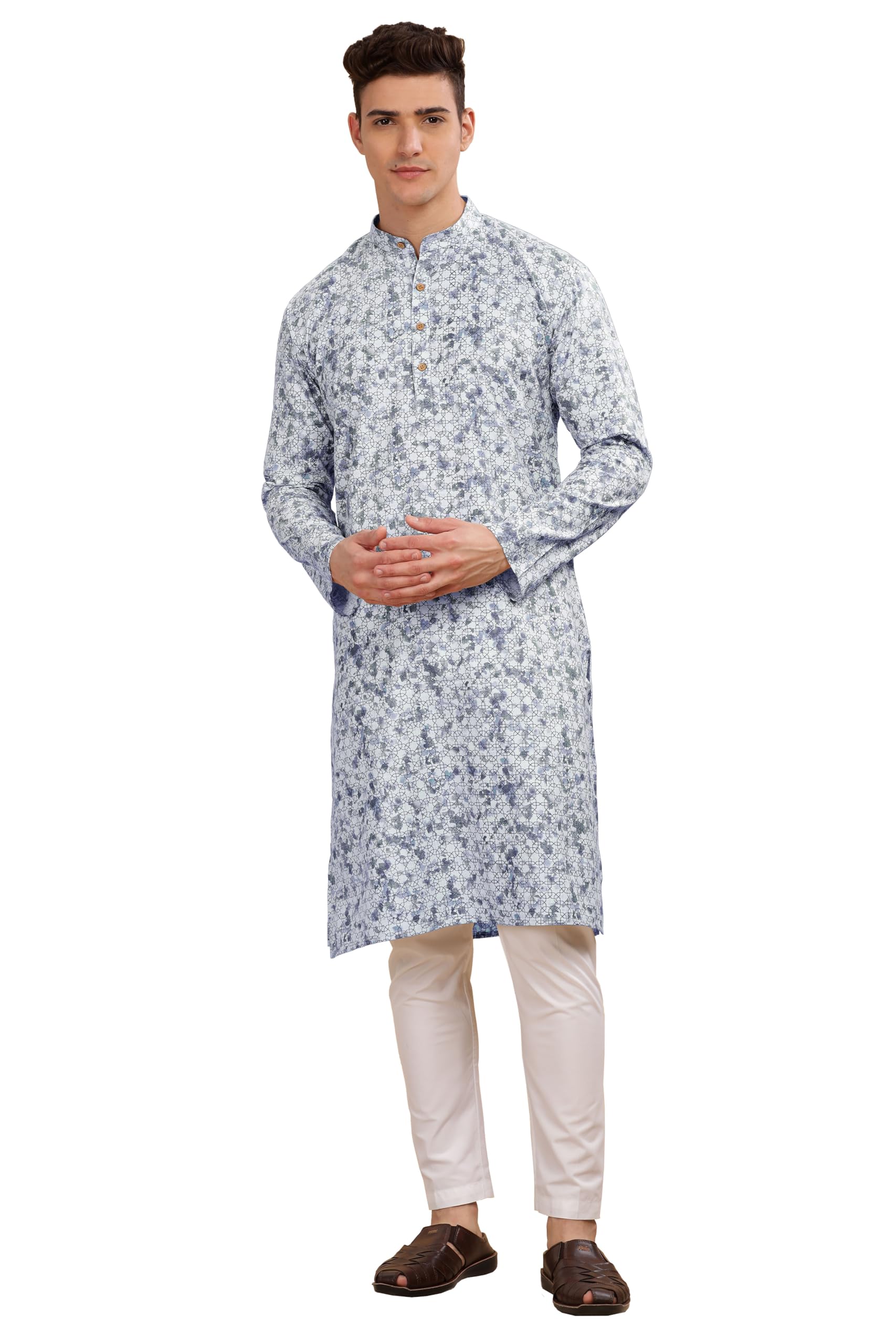 Be Active MenS Cotton Regular Kurta (C-399-1_Blue