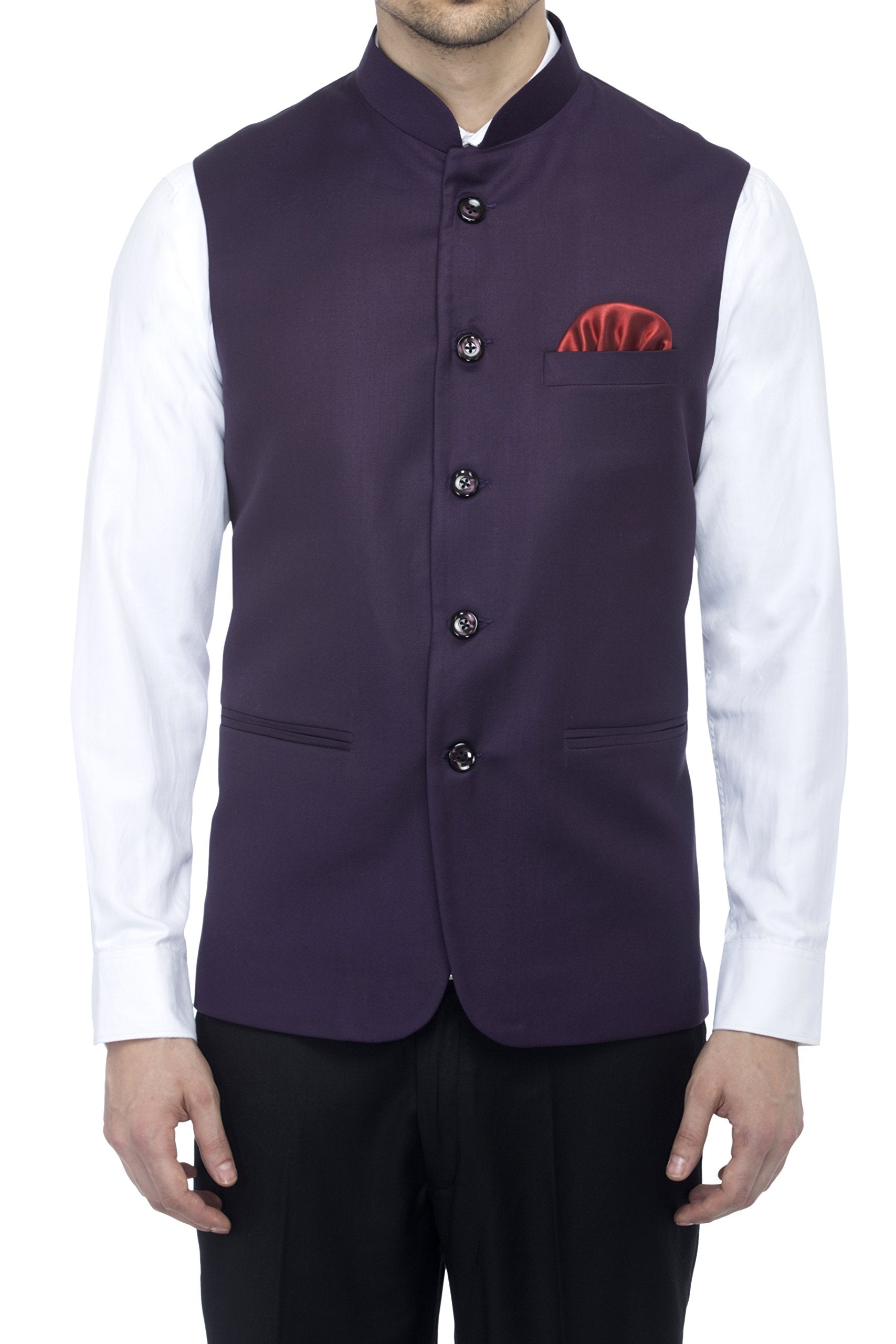 Favoroski Bandhgala Sleeveless Jackets Ethnic Men'S Wear Waistcoat (Violet)